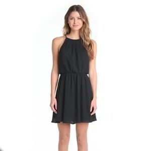 Lush Black Halter Mini Dress